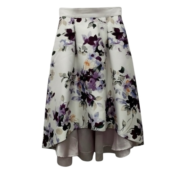 White House Black Market Floral High-Low Poppy Midi Skirt - Picture 2 of 7